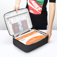 BUBM 证件收纳包家庭家用大容量盒多功能箱护照户口本存折本重要文件袋 JTB-W黑色单层