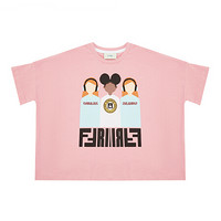FENDI KIDS 芬迪 奢侈品童装 女童粉色棉质印花图案T恤 JFI156 7AJ F0AU4 4A/4岁/110cm