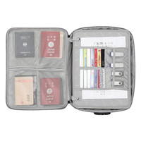 BUBM 密码锁证件收纳包家庭家用大容量盒多功能箱护照户口本存折本重要文件袋 JTB-MJD双层灰色