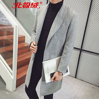 北极绒(Bejirong)风衣男 2019新款韩版秋冬休闲风衣中长款外套 B345-F08 浅灰色 4XL
