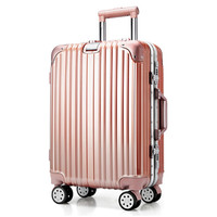 SWISSGEAR 瑞士军刀 拉杆箱 行李箱 女铝框旅行箱托运箱TSA万向轮24英寸密码箱 SA-7124 玫瑰金色