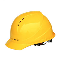 谋福9974 安全帽工地施工领导电工国标加厚头盔劳保建筑工程帽(四面透气挡水槽(卷边)款黄色 )