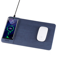 BUBM 无线充电器鼠标垫安卓苹果华为多功能通用无线快充办公电脑笔记本鼠标垫 WXCD-AJD 藏蓝色树纹款