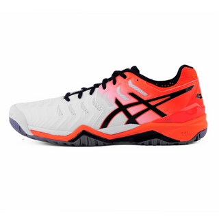 ASICS/亚瑟士男网球鞋 GEL-RESOLUTION 7运动鞋 E701Y E701Y-100白色/橘红/黑色 43.5