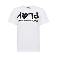 COMME DES GARCONS PLAY 川久保玲 男士白色logo印花图案棉质短袖T恤 AZT068 S码