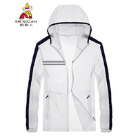稻草人(MEXICAN)防晒风衣男19夏男式外套超薄透气皮肤衣轻薄连帽旅行外套衣服 白色 M