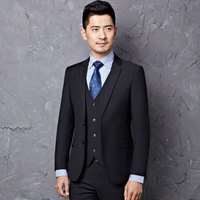 凯撒 KAISER 西服男套装商务休闲正装职业修身2019新款双开叉礼服两粒扣 黑色(单西服) 54(190/104A)