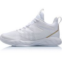 李宁 LI-NING 2019新品男子篮球训练鞋ABCP033-2 标准白/金属金 45