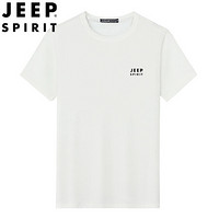 吉普 JEEP 短袖t恤男2019夏季新品纯色基础款上衣中青年打底衫圆领衣服半袖体恤男QM8809  白色 3XL