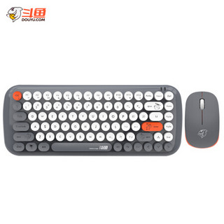 斗鱼（DOUYU.COM）DKS2000 无线键鼠套装 圆形朋克复古键盘鼠标套装 电脑台式笔记本 无线办公键盘鼠标 灰色 *3件