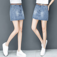BANDALY 2019夏季女装新款牛仔半身裙裤高腰显瘦A字裤裙显瘦短裙裤子 HZDF111-807 浅蓝色 XXL/30