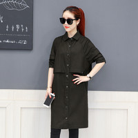 BANDALY 2019秋季女装新款风衣气质中款中长款衬衣衬衫外衣外套女装 HZ131-66-05 深墨绿 L