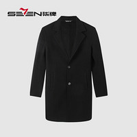 柒牌 SEVEN 大衣男2019冬季新品绵羊毛西服大衣外套时尚简约外套男士西装外套 117D70100 黑色180