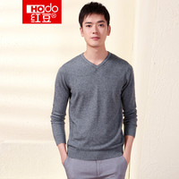 红豆 Hodo 男装 羊毛衫男2018秋冬新品多彩系列时尚V领套头羊毛衫 S3灰色 180/96A