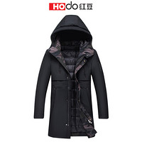 红豆 Hodo 男装 羽绒服男2018秋冬新品高街运动系列加厚连帽挺括保暖羽绒服 S5黑色 185/100A