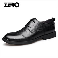 零度(ZERO)男士头层牛皮英伦经典百搭大头耐磨商务休闲皮鞋 Z91902 黑色 40码