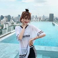 亦美珊 YI MEI SHAN 游泳衣女三件套韩国学生保守温泉小香风遮肚显瘦分体运动平角泳衣女保守 YMS199175 黑色 M