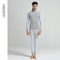 海之宁 男士秋衣秋裤套装秋冬款中老年人线衣线裤防寒保暖发热亲肤舒适中领宽松爸爸款 3212 浅麻灰 XL