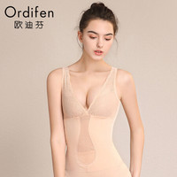 欧迪芬 2019新品女士内衣产后收腹塑身蕾丝背心美体塑形紧身束身衣 XE8102 棕色 L