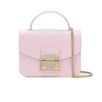 FURLA 芙拉 SS19 MAIN 女士 粉色 牛皮革 METROPOLIS系列 迷你 斜挎单肩包手提包链条包小方包