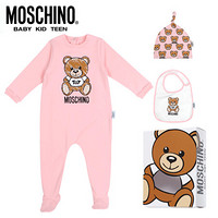 莫斯奇诺（MOSCHINO）奢侈品童装 儿童连体衣套装男女款带帽带围嘴宝宝婴儿爬爬服MUY01Z LDA00 50209 9/12