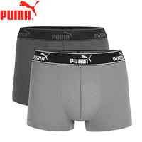 PUMA彪马男士内裤中腰运动平角裤2条装浅灰+深灰 S(170/76A)