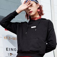 骆驼(CAMEL) 卫衣男女潮流运动连帽套头衫宽松休闲薄款学生外套 C9W142625 女款黑色 XXL