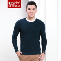 红豆 Hodo 男装 羊毛衫男时尚罗纹纯色修身圆领男士羊毛衫 G1绿色 165/84A