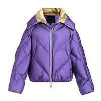 设计师品牌 SIMONGAO  金沙涂层短款羽绒服 紫色 L
