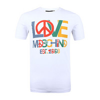 LOVE MOSCHINO 莫斯奇诺 男士白色弹力棉反战图案短袖T恤 M473124 00A00 L码