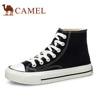 骆驼（CAMEL） 女士 休闲百搭车缝线高帮帆布鞋 A93571606 黑色 36