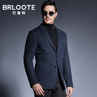 Brloote/巴鲁特 西服男羊毛休闲西装秋冬男士时尚商务便西外套 藏青 180/100A
