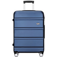 七匹狼拉杆箱24英寸行李箱横款条纹万向轮旅行箱男女密码箱子 蓝色QPL810118-N24