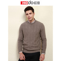红豆 Hodo 男装 羊毛衫男简约商务系列时尚绞花圆领套头羊毛衫 W3卡其 185/100A