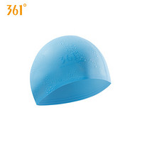 361度（361°）硅胶泳帽 防水护耳舒适长发大容量泳帽 男女士成人专业训练硅游泳帽 天蓝