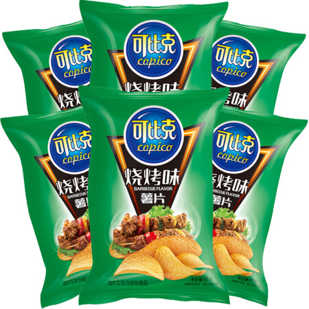 可比克烧烤味薯片零食休闲食品60g6包3件
