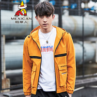 稻草人（MEXICAN）夹克男外套2019春秋新款韩版青年连帽百搭运动上衣服棒球服男 黄色 4XL