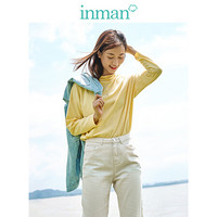 茵曼（INMAN）2019秋季新款纯色半高领休闲百搭运动潮流长袖T恤女 18930|21483 鹅黄色 S