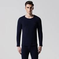 稻草人保暖内衣男加厚加绒冬季情侣秋衣秋裤男女士棉毛衫套装81954 藏青-男 L