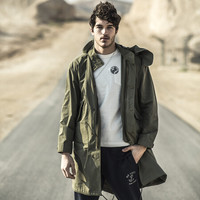 AK男装 (AKSERIES)长款鱼尾风衣1906205 军绿 M