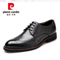 皮尔卡丹（pierre cardin）英伦时尚男鞋雕花布洛克皮鞋经典德比鞋商务正装皮鞋 黑色 43