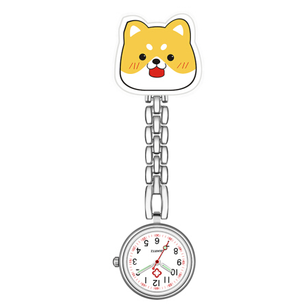 正港（ZGO）护士挂表医院用女款夹子卡通可爱学院卫校学生怀表夜光胸表 722小黄狗