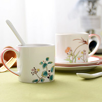 Milandu 米兰度骨瓷咖啡杯马克牛奶茶水杯下午茶杯对杯礼盒装 美人瓷冬红