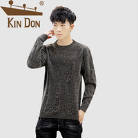 金盾（KIN DON）针织衫 男2019秋季新款休闲百搭韩版潮流时尚圆领毛衣打底衫 A303-MY01 深灰色 L