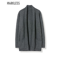 MARKLESS 针织衫男青年韩版修身毛衣时尚翻领针织开衫外套MSA8712M深灰色170/88（M）