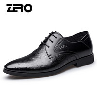 零度(ZERO)男士尖头时尚英伦经典结婚系带耐磨商务正装皮鞋 Z91907 黑色 43码