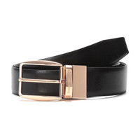 Ermenegildo Zegna 杰尼亚 奢侈品 19新款 男士黑色牛皮针扣式双面皮带腰带 BMADE1 702E NER 100