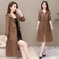 BANDALY 2019秋季新品女装风衣女中长款韩版大码宽松洋气薄款休闲外套 KKWH1139 深驼色 L