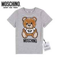 莫斯奇诺 MOSCHINO 奢侈品童装男女款棉质短袖T恤小熊圆领半袖HPM01I LBA00 60901 12A/12岁/152cm