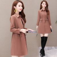 沫欣 风衣女2019秋冬新品韩版双层领修身显瘦单排扣中长款小个子长袖风衣外套 KKFLYJ19301 咖啡 5XL